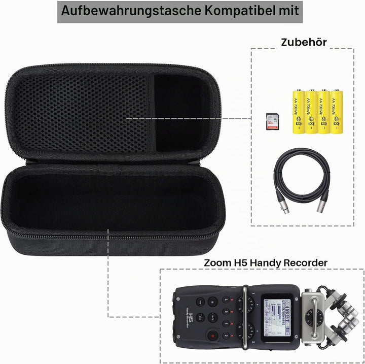 Hart Schutz Hülle Etui Tasche für Zoom H5 Tragbarer 4 Spur Recorder Schwarz Etui 8.7 x 3.9 x 3.5 inc