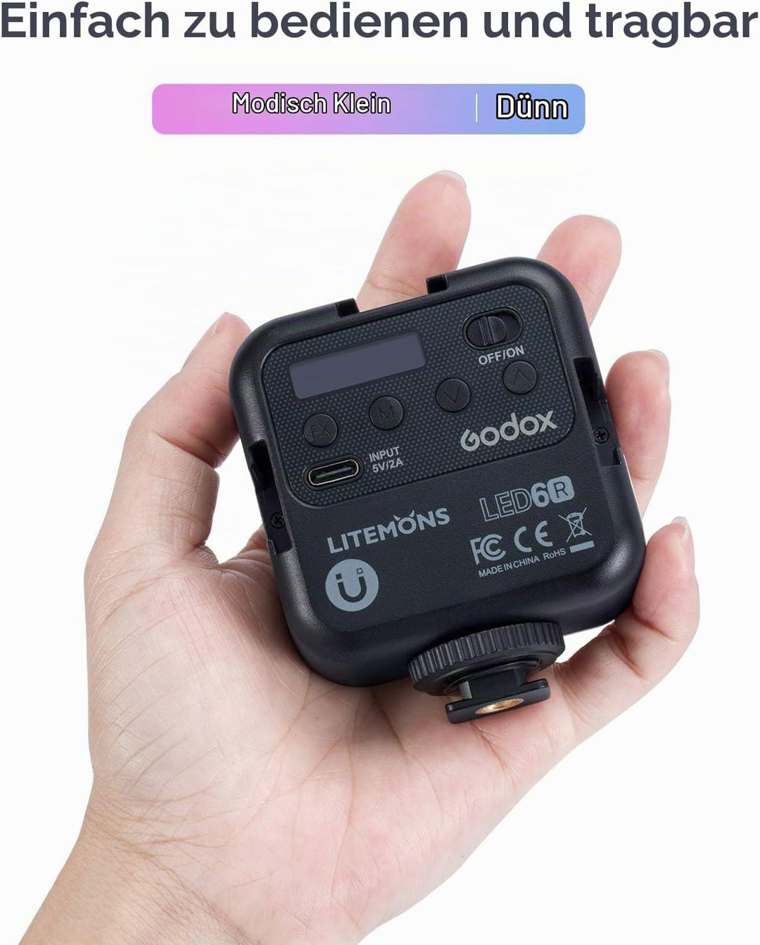 GODOX LITEMONS LED6R RGB LED-Videoleuchte, Taschenlicht Bicolor 3200K-6500K CRI 95, 13 FX Lichteffek