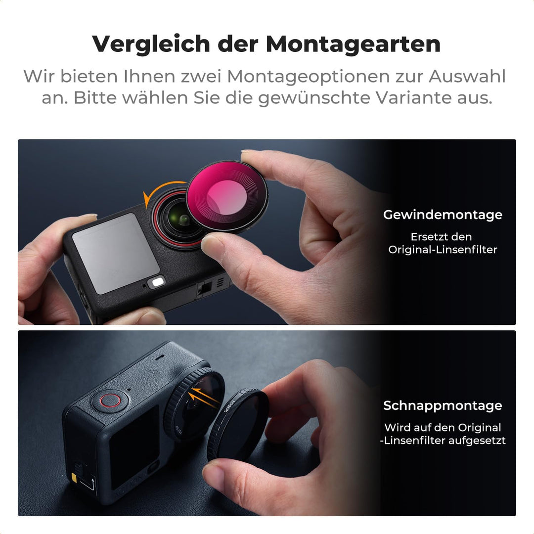 K&F Concept ND Filtersets,4er Pack ND8, ND16, ND32，ND64 Filter kompatibel mit DJI Osmo Action 4 ND8+