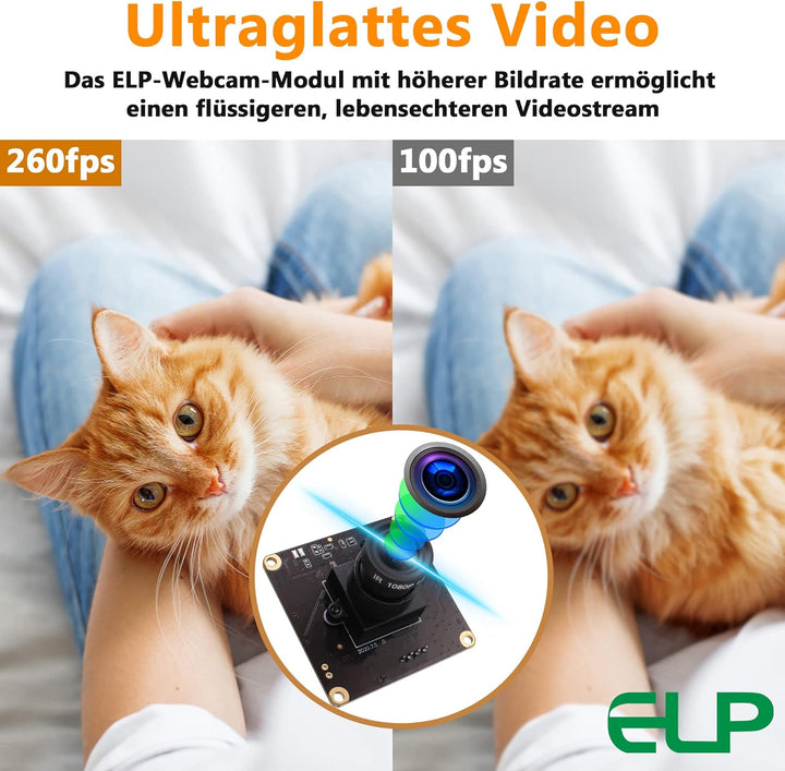 G 260fps USB Kameramodul 2mp Webcammodul Weitwinkel FHD Webkamera,1080P 60fps 3,6mm Objektiv USB mit