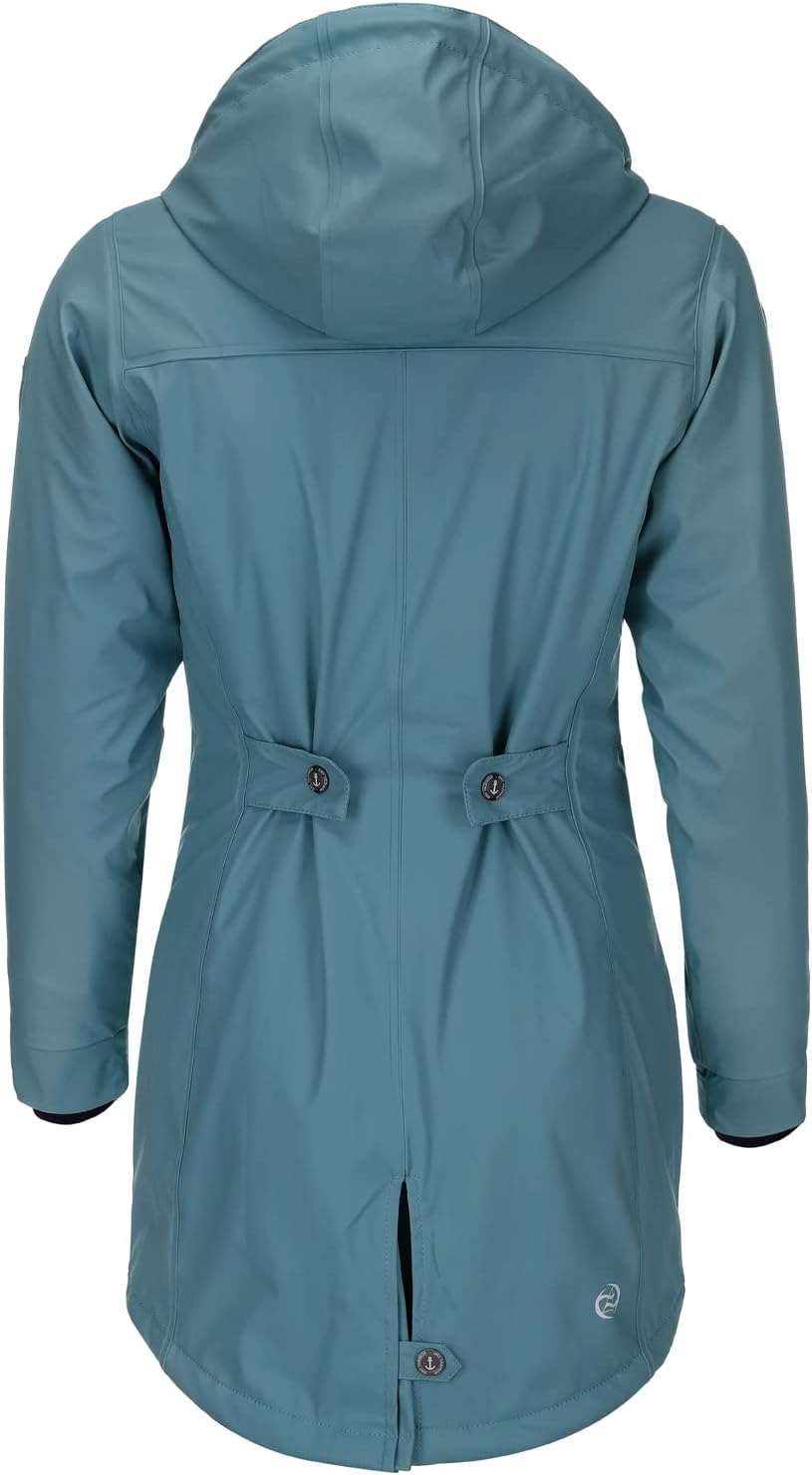 Dry Fashion Damen Regenmantel Malmö - Frauen Regenjacke Jacke mit Kapuze Lang Winddicht Wasserdicht