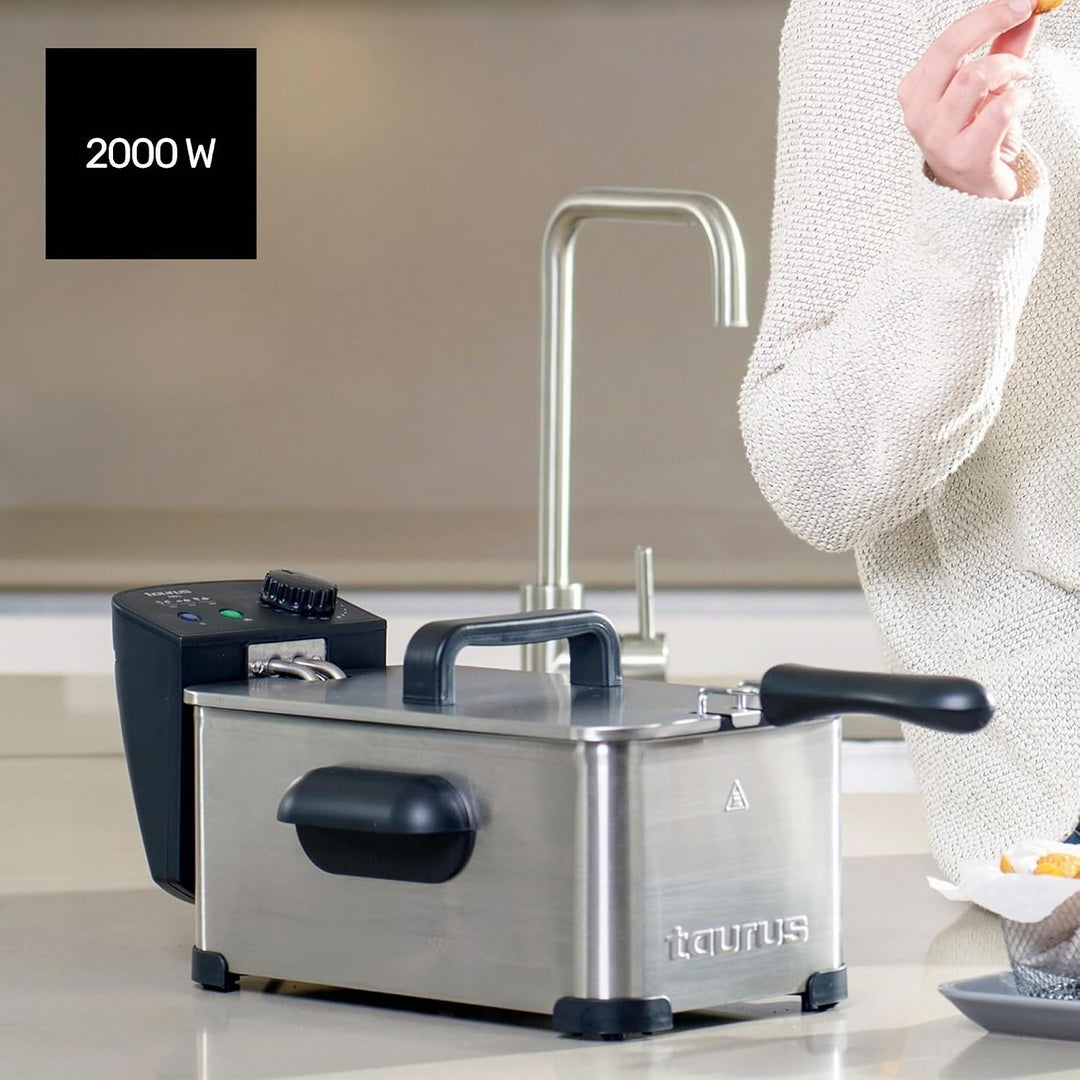 Taurus 973967000 Fry3 Öl-Fritteuse, 3 l, 1 kg Kartoffeln, 2000 W, Temperatur von 150 bis 190 Grad Ce