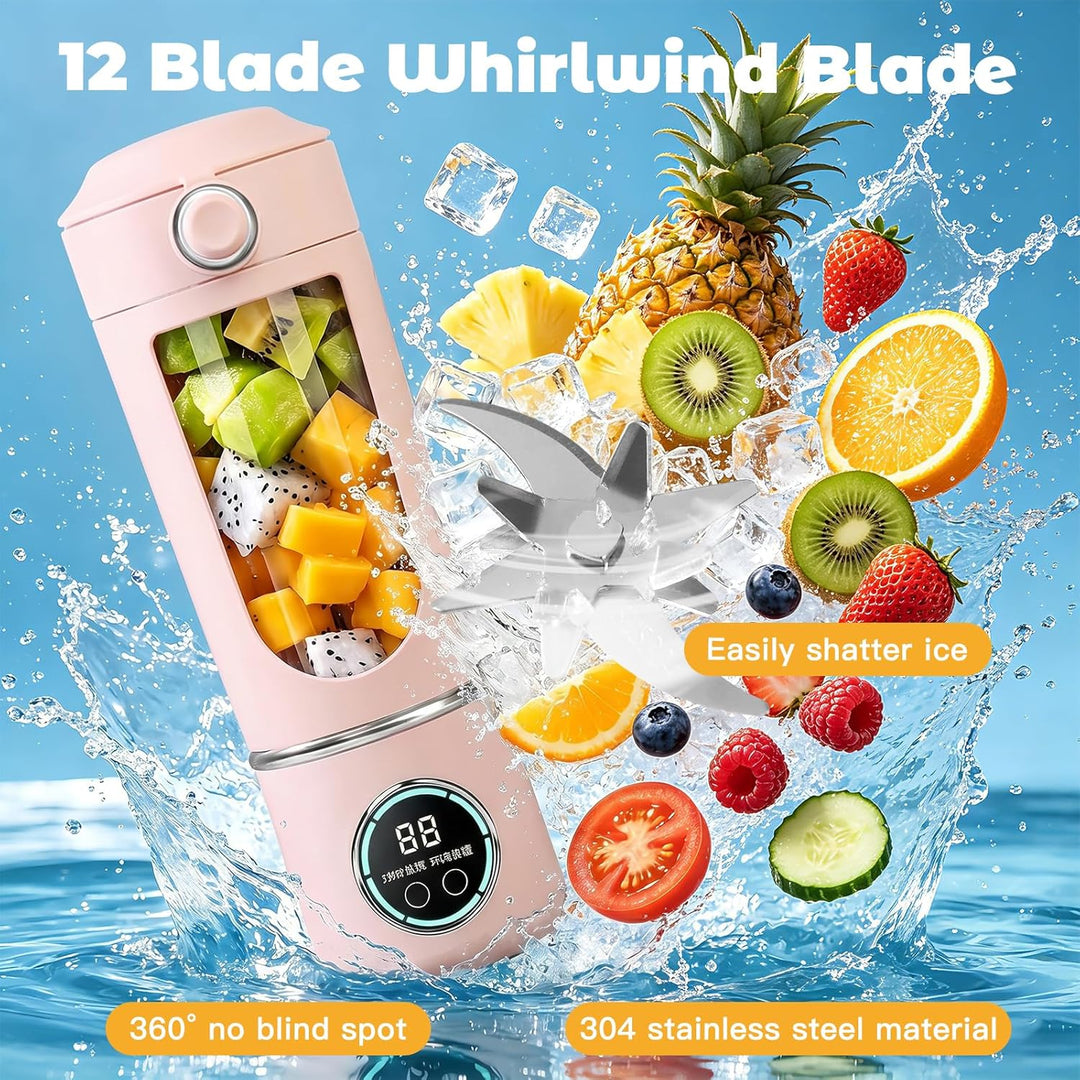 Tragbarer Mixer, 700ml Kleiner Entsafter, Mixer Smoothie Maker to Go mit Digitalanzeige,USB Wiederau
