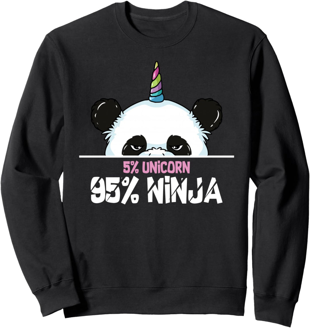 Lustiger Panda Ninja Mit Einhorn Horn Geschenk Sweatshirt