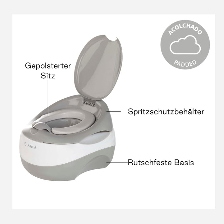 3-in-1 Lerntöpfchen für Babys von Jané, Toilettenreduzierer, Sitzerhöhung, ab dem 18 Monat, bis zu 5