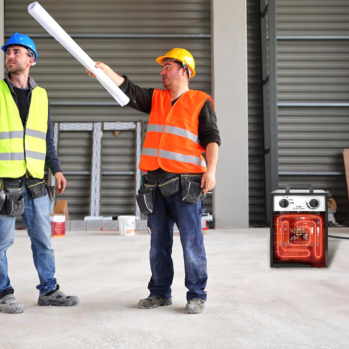 Aufun Heizlüfter Elektroheizung 5KW Profi-Industrie Heizgerät Elektroheizer Heizstrahler Heizgebläse