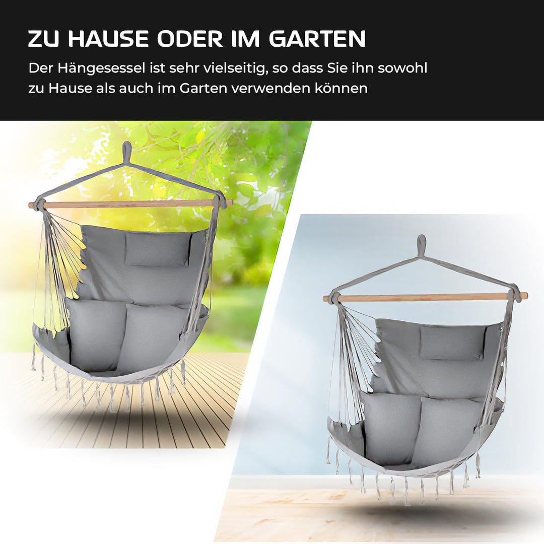 Hängesessel 100x130x75cm – bis 150 kg - Outdoor Sessel mit Kissen - Sitzsack zum Hängen Schaukel Für