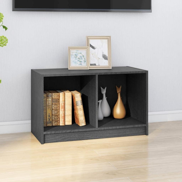 homiuse TV-Schrank TV Lowboard Grau 70x33x42 cm Massivholz Kiefer TV Board Fernsehschrank Fernsehtis