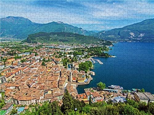 CALVENDO Puzzle Aussicht von der Bastione über Riva del Garda und den See 1000 Teile Lege-Grösse 64