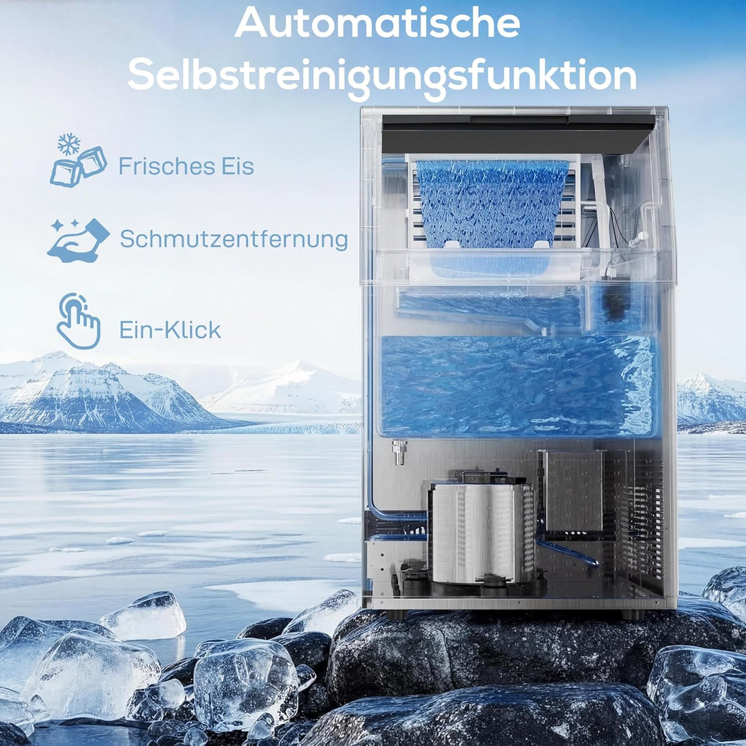 HOMCOM Kommerzielle Eiswürfelmaschine 36kg/24H selbstreinigend Eismaschine mit 7,5 kg Speicher, Time