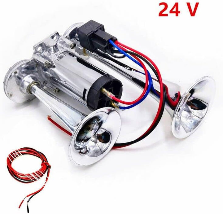 YIYIDA Elektrische Hupe Car Horn 24V Autohupe Air Horn 165db Schiffshupe Trompete Bootshupe Silber H