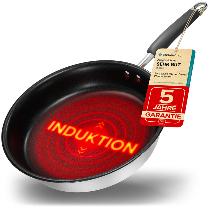 Bratpfanne 28 cm Induktion mit TEST SEHR GUT und 5 JAHREN GARANTIE - Antihaft Beschichtete Pfanne 28