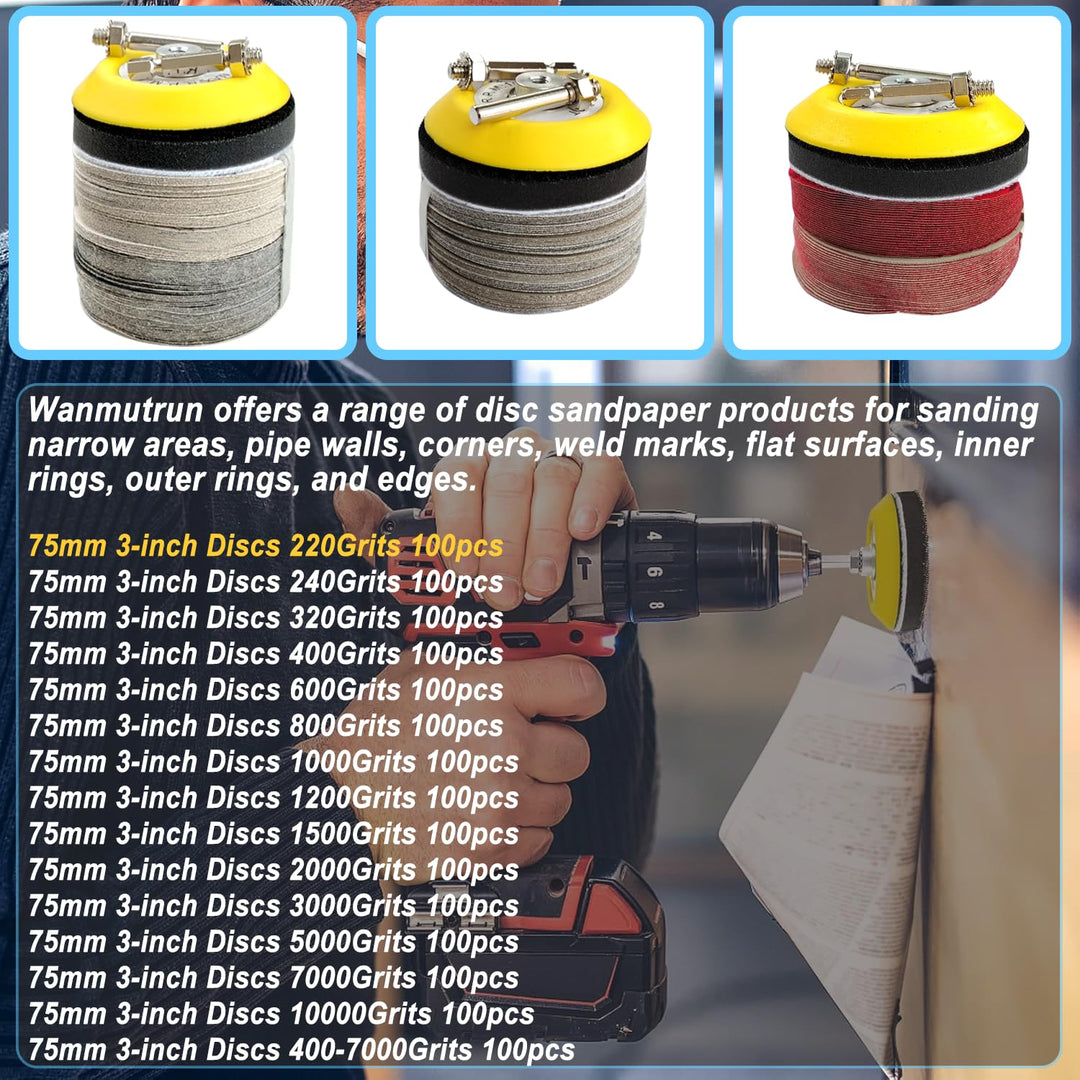 75mm Wasserfest schleifpapier Klett 100 Stücke Körnung 220 Siliziumkarbid Schleifpapier geeignet für