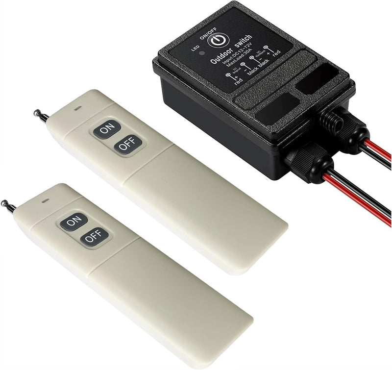ZHOFONET 12v Funkschalter,IP65 Wasserdicht Fernschalter mit 4900ft Langstrecken,DC 12V/24V/48V/72V/4