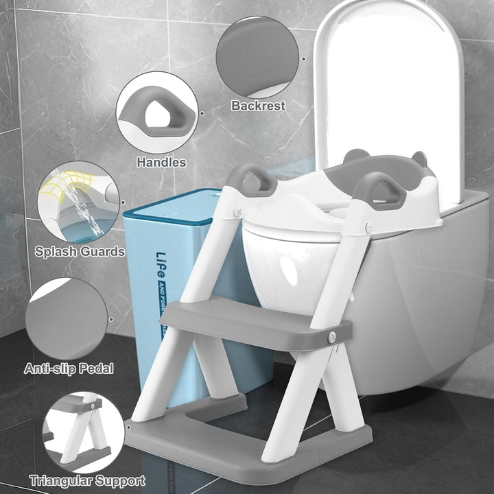 Toilettensitz Kinder mit Treppe,Stabil Kinder Toilettensitz mit Dreiecksstruktur,Toilettenleiter für