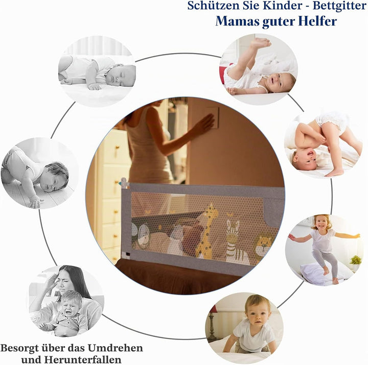 HILEYOLLA Rausfallschutz Bett 200cm, Rausfallschutz Kinderbett Vertikal Angehoben Und Abgesenkt Werd