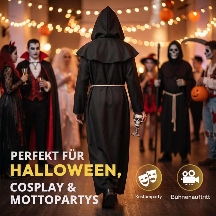 KONVINIT Mönch Robe Kostüm Männer Prister Gewand Kostüm Mittelalterliche Robe mit Kapuze Halloween K