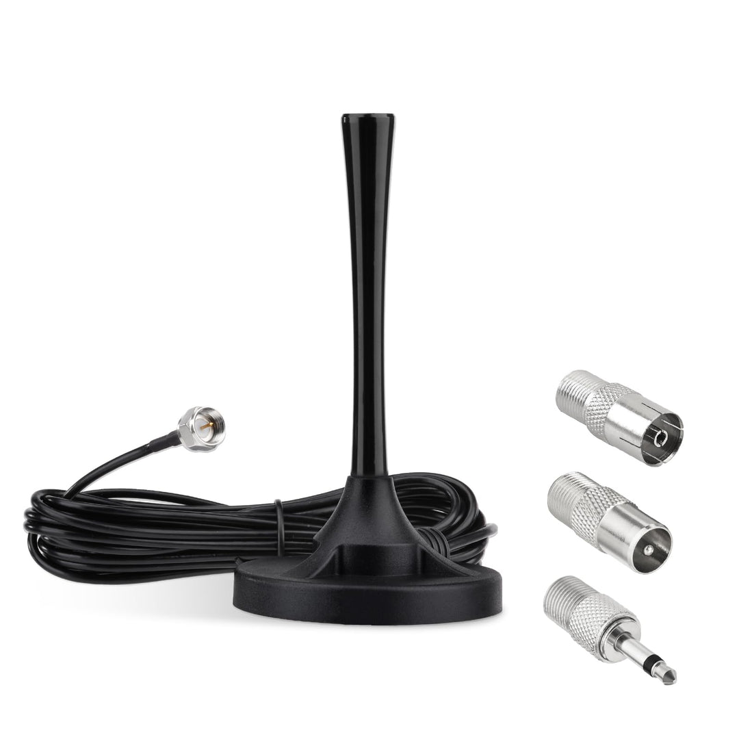 Superbat FM UKW Radio Antenne DAB Antenne mit Magnetfuss + 3m Verlängerungskabel +3 Verbinder für In