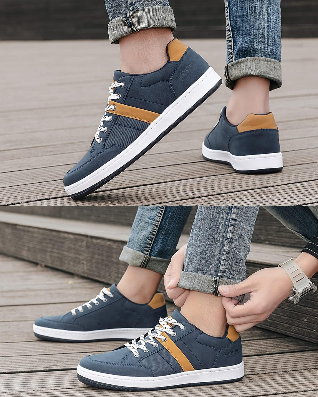 LANGDU Freizeitschuhe Herren Sneaker Walkingschuhe Leichtgewicht Atmungsaktive Sportschuhe Sneakers