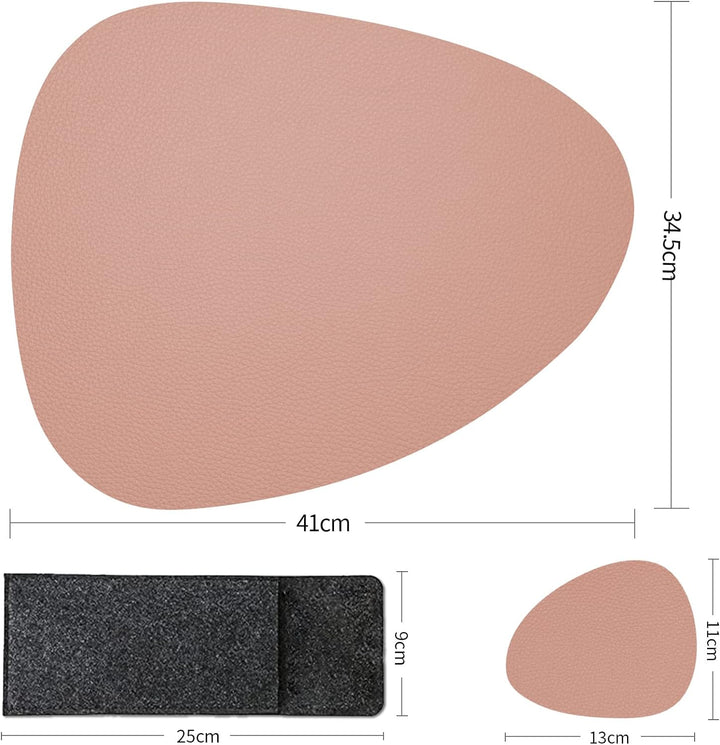 DIKTOYOU Tischsets Untersetzer und Bestecksäcken, Tischsets Abwaschbar 12er Set, Doppelseitigen ruts