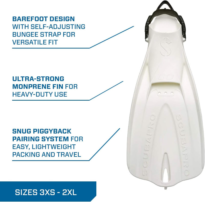 SCUBAPRO GO TRAVEL FIN Geräteflosse Schnorchelflosse (White) XS-S, XS-S