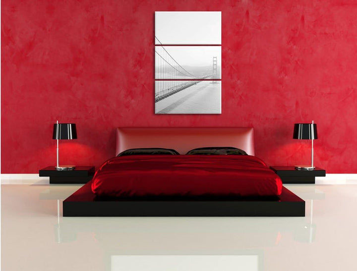 Pixxprint Golden Gate Bridge San Francisco / 3-Teilig/Gesamtmass 120cm Leinwandbild bespannt auf Hol