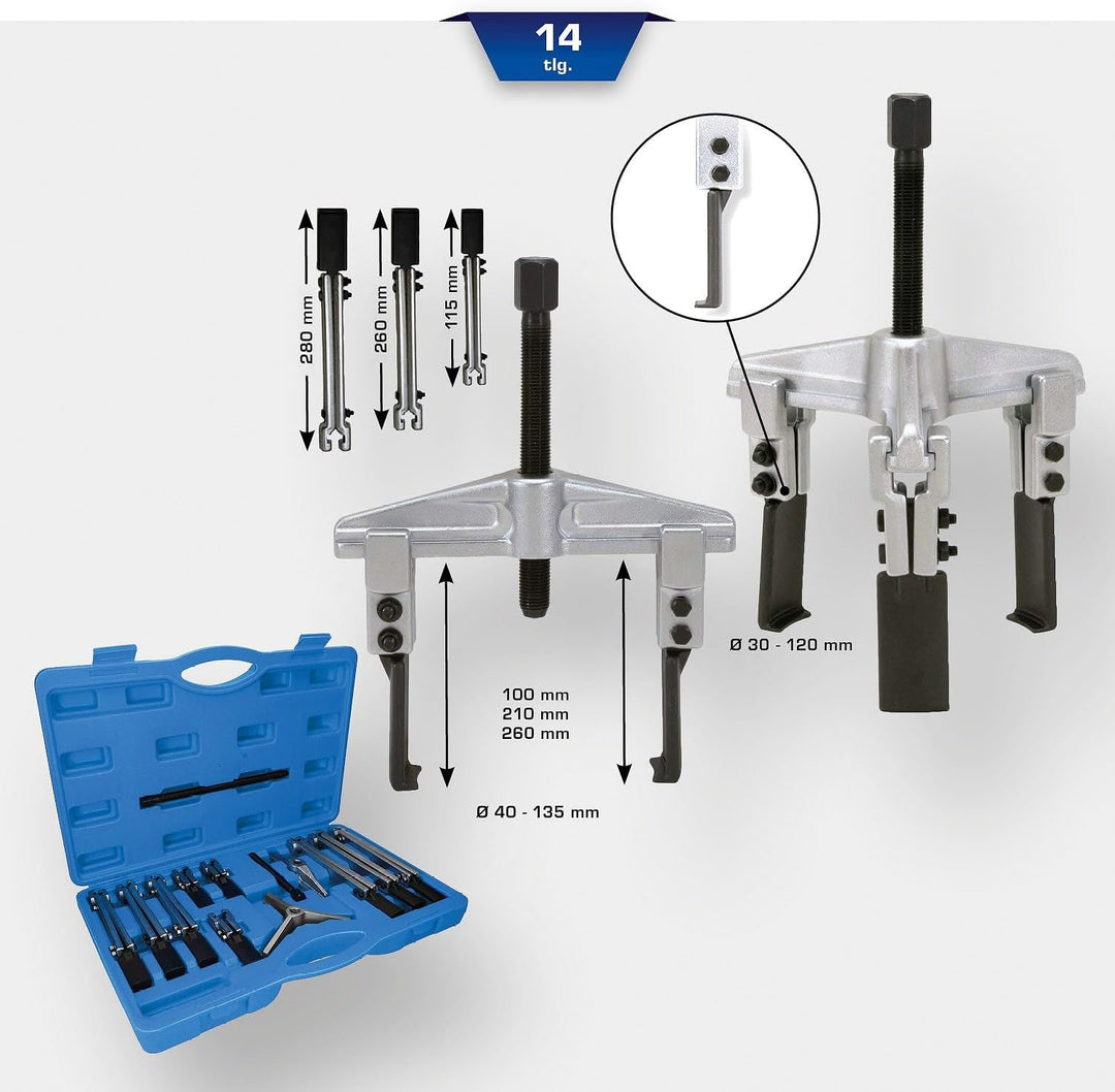 BRILLIANT TOOLS BT631000 Universal-Abzieher-Satz, 14-tlg [Powered by KS TOOLS]