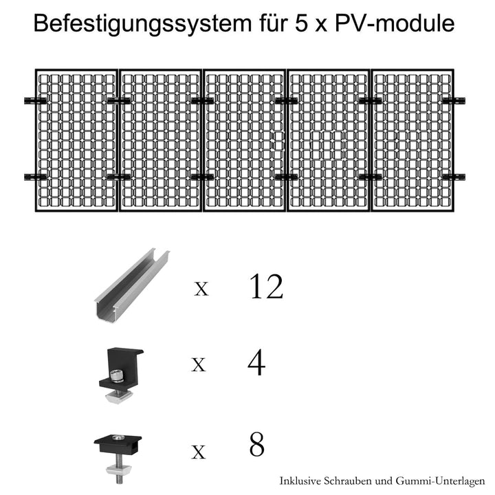 Solarpanel Halterung Kit und Zubehör Schwarz Eloxiert,Halterung für Solarmodule,Befestigungsschiene1