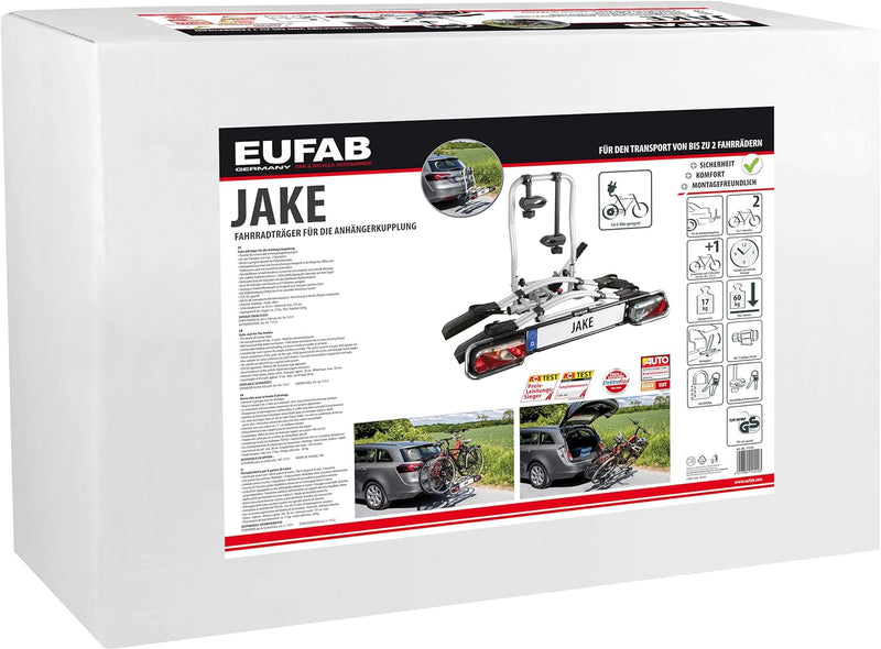 EUFAB 11510 Fahrradträger JAKE, E-Bike geeignet, teilweise vormontiert, erweiterbar, Diebstahlschutz