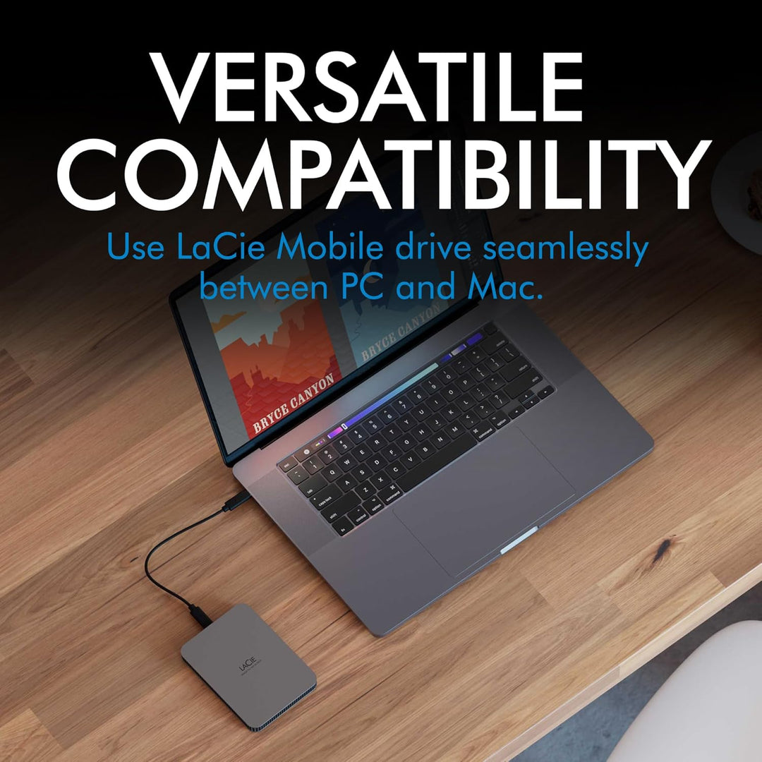 LaCie MOBILE DRIVE Secure 4TB tragbare externe Festplatte, 2.5 Zoll, Mac & PC, space grey, inkl. 2 J