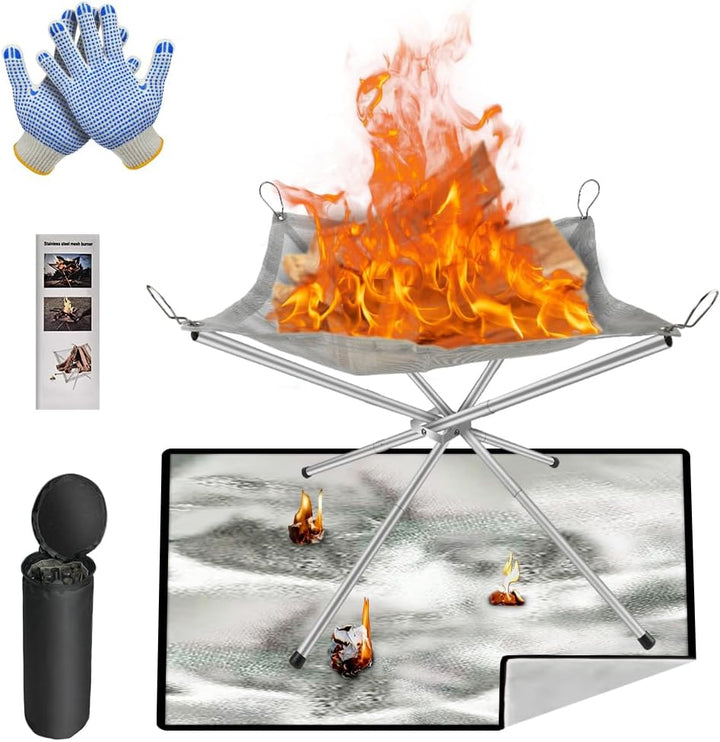 flintronic Fire Pit Outdoor, Tragbare Feuerstelle Fire Pit Outdoor mit Feuer Pit Mat und Carry Bag,