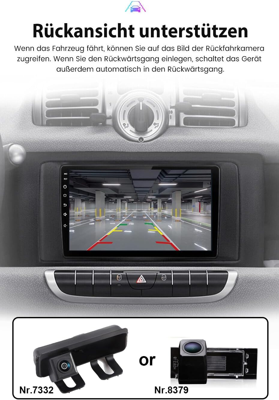 Android Autoradio Mit GPS Navigation HD Bildschirm Touch Display Canbus + Einparkkamera Nachtsicht H