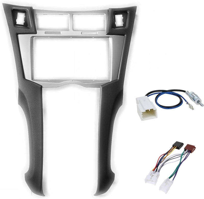 2 DIN Autoradio Radioblende RadioRahmen, Antennenadapter, ISO-Anschlusskabel, kompatibel mit Toyota