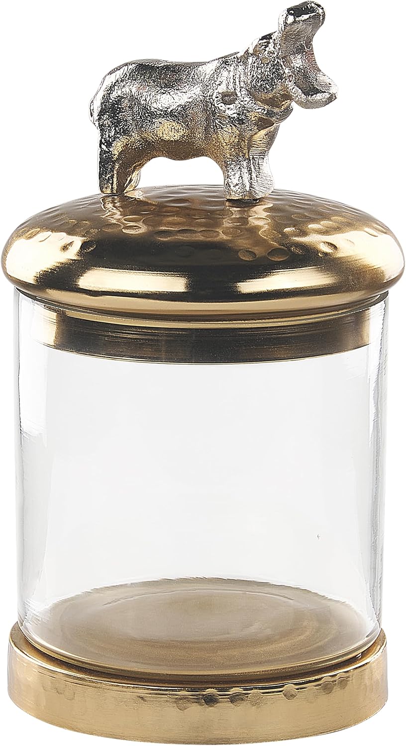 Dekobehälter Glas Aluminium silber / gold Tierfiguren Aufbewahrung 2er Set Laki