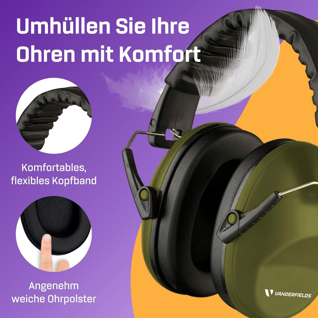 Vanderfields Gehörschutz für Erwachsene - SNR 26dB - 2er-Pack - Baustellen Kopfhörer - Kopfhörer Sch