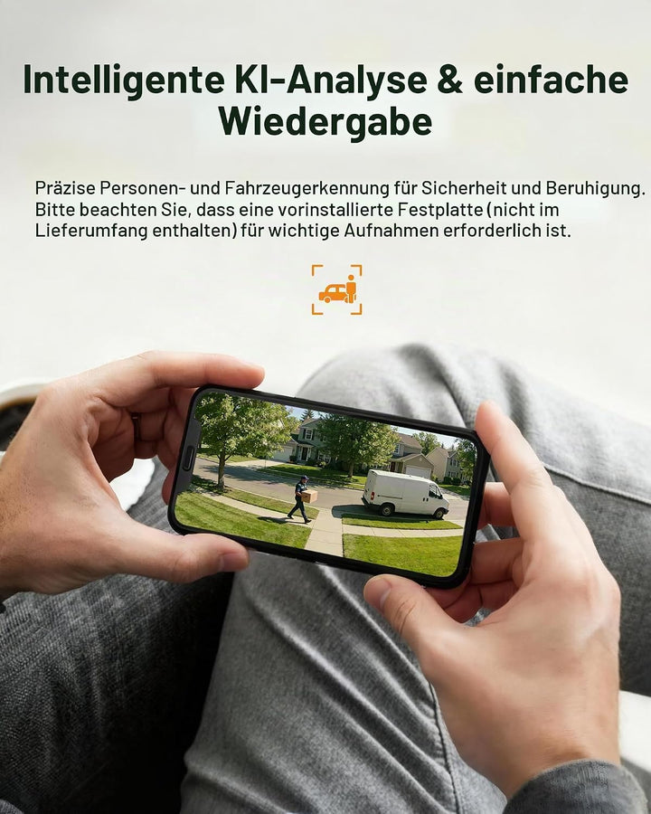 Anlapus 8CH 1080P H.265+ Kabelgebunden Videoüberwachung Set mit 4 HD 2MP Aussen Kamera ohne Festplat