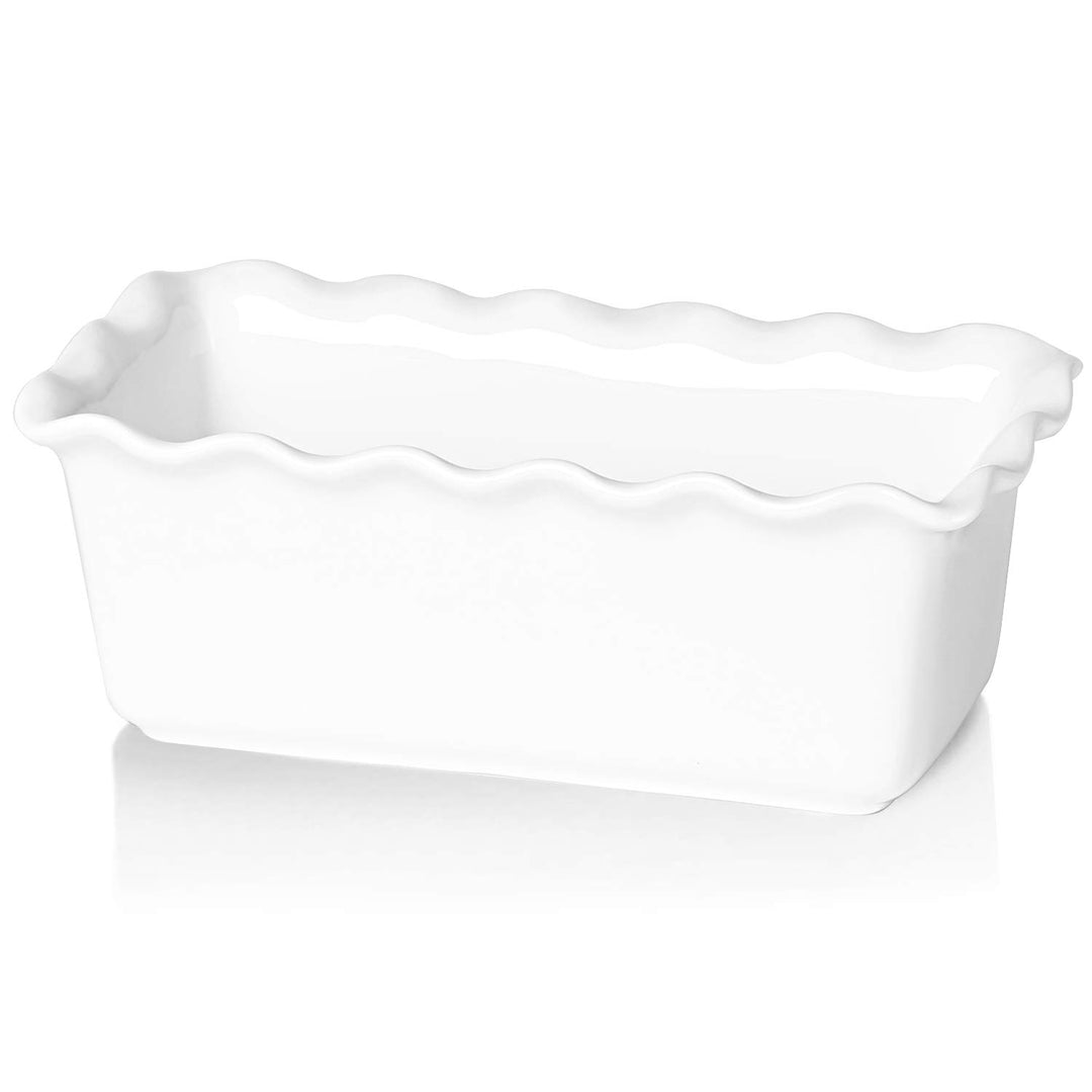 HAOTOP Porzellan-Backform, antihaftbeschichtet, 21,6 x 12,7 cm, Weiss Weiss/Opulenter Garten, Weiss/
