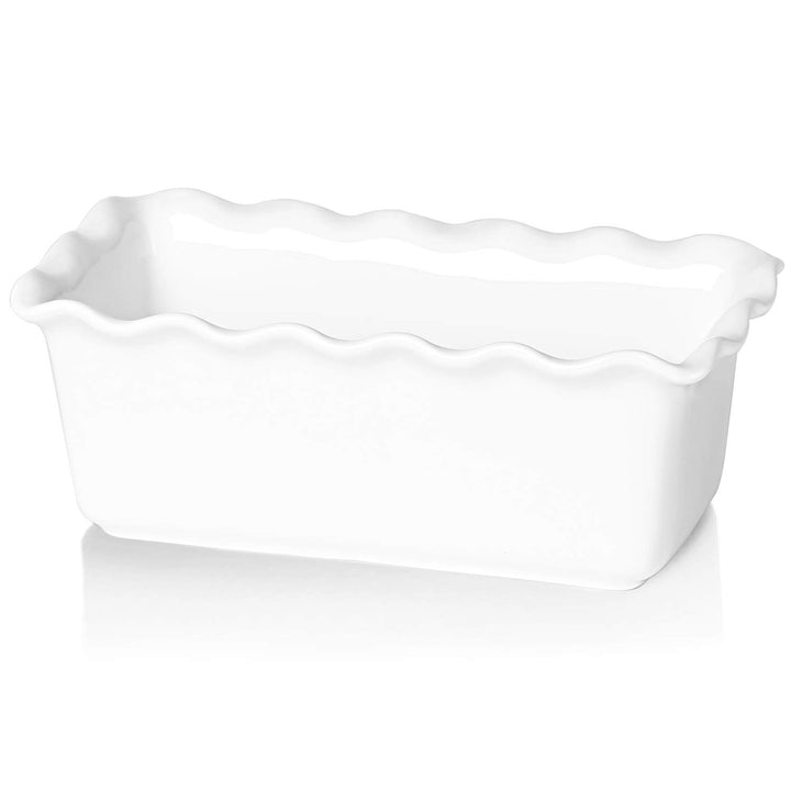 HAOTOP Porzellan-Backform, antihaftbeschichtet, 21,6 x 12,7 cm, Weiss Weiss/Opulenter Garten, Weiss/