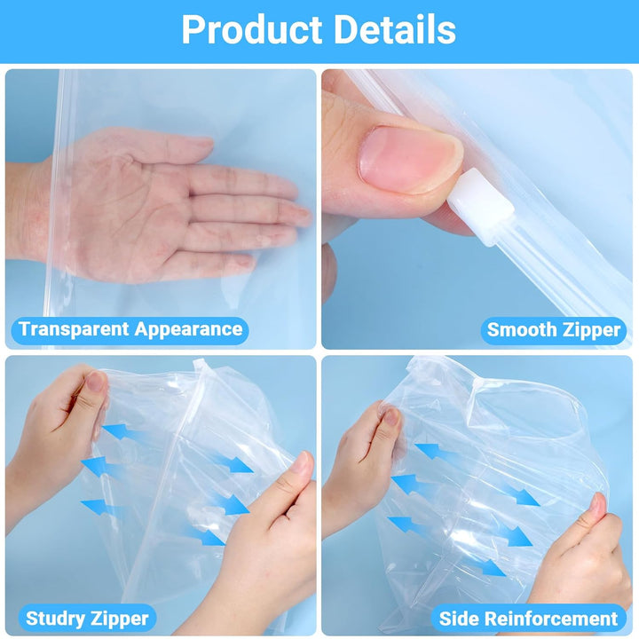 Zip Beutel, 50 Stück 30 * 40cm Plastikbeutel Verschliessbar für Kleidung, Transparente und Wiederver
