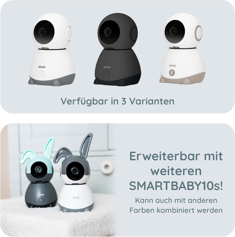 Alecto Video Babyphone mit Kamera und WiFi/WLAN - SMARTBABY10BE Video Baby Monitor mit Nachtsicht -