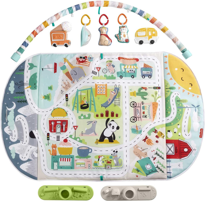 Fisher-Price GRV42 - Jumbo Abenteuer Spieldecke mit Musik, Lichtern und Fahrzeugen, Babyspielzeug fü