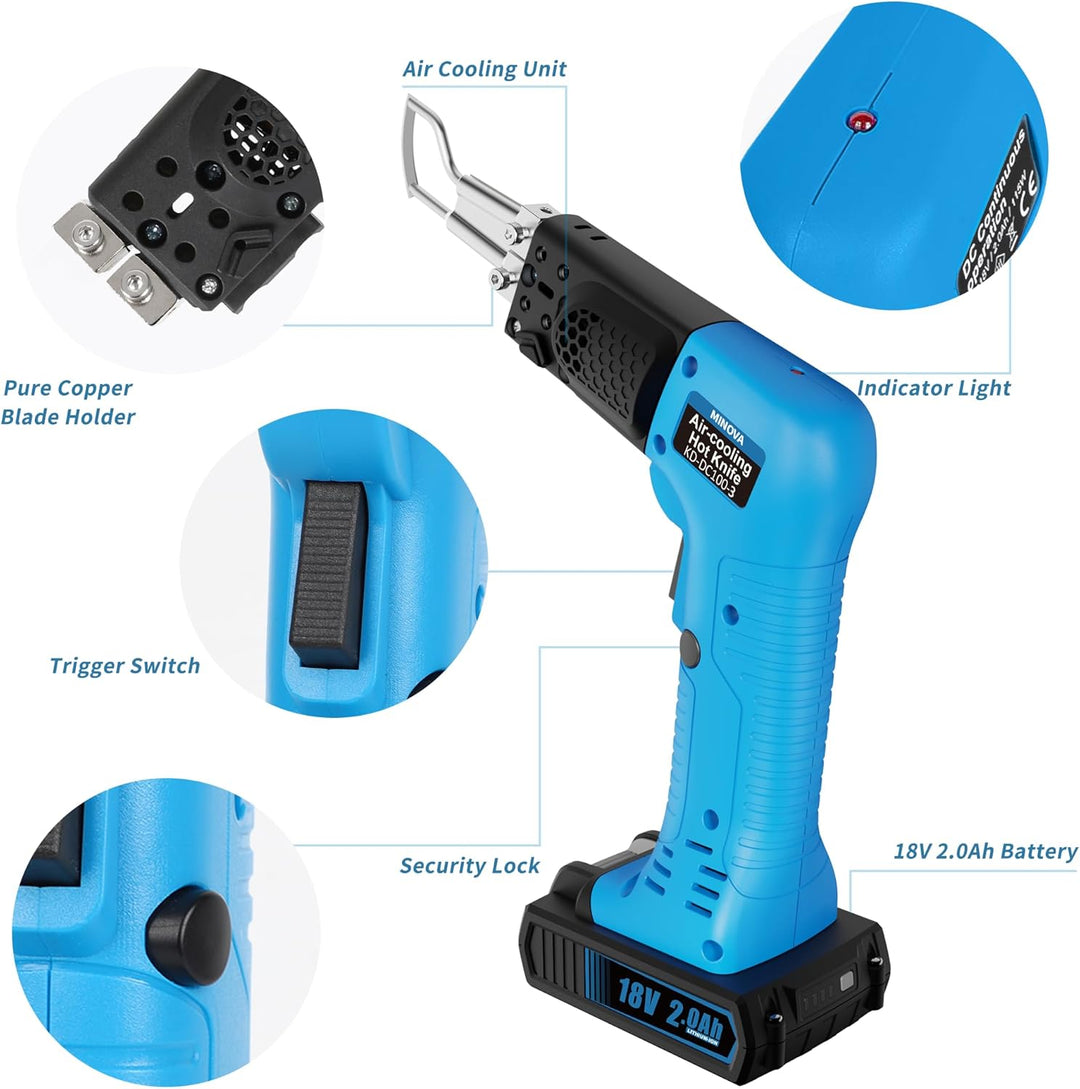 MINOVA Akku-Styrocutter KD-DC-100-3 Luftkühler kabelloser Seilschneider Pro Elektrischer Heissmesser