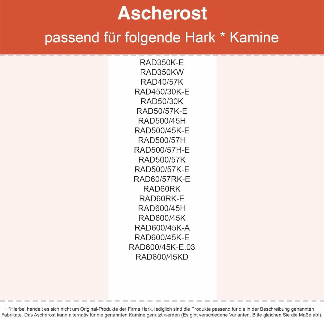 Kaminrost - Passend für Hark Kaminöfen inkl. Modellübersicht - Ascherost Kamin aus massivem Stahl -