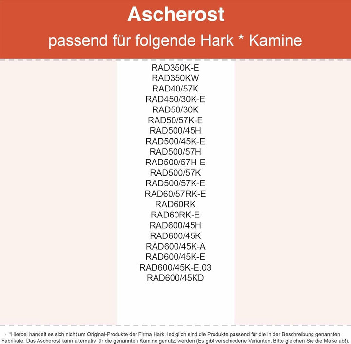 Kaminrost - Passend für Hark Kaminöfen inkl. Modellübersicht - Ascherost Kamin aus massivem Stahl -