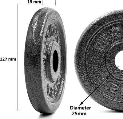 PROIRON Hantelscheiben-Set aus Gusseisen, 1,25 kg, 2,5 kg, 5 kg, 10 kg (verschiedene Grössen) für 2,