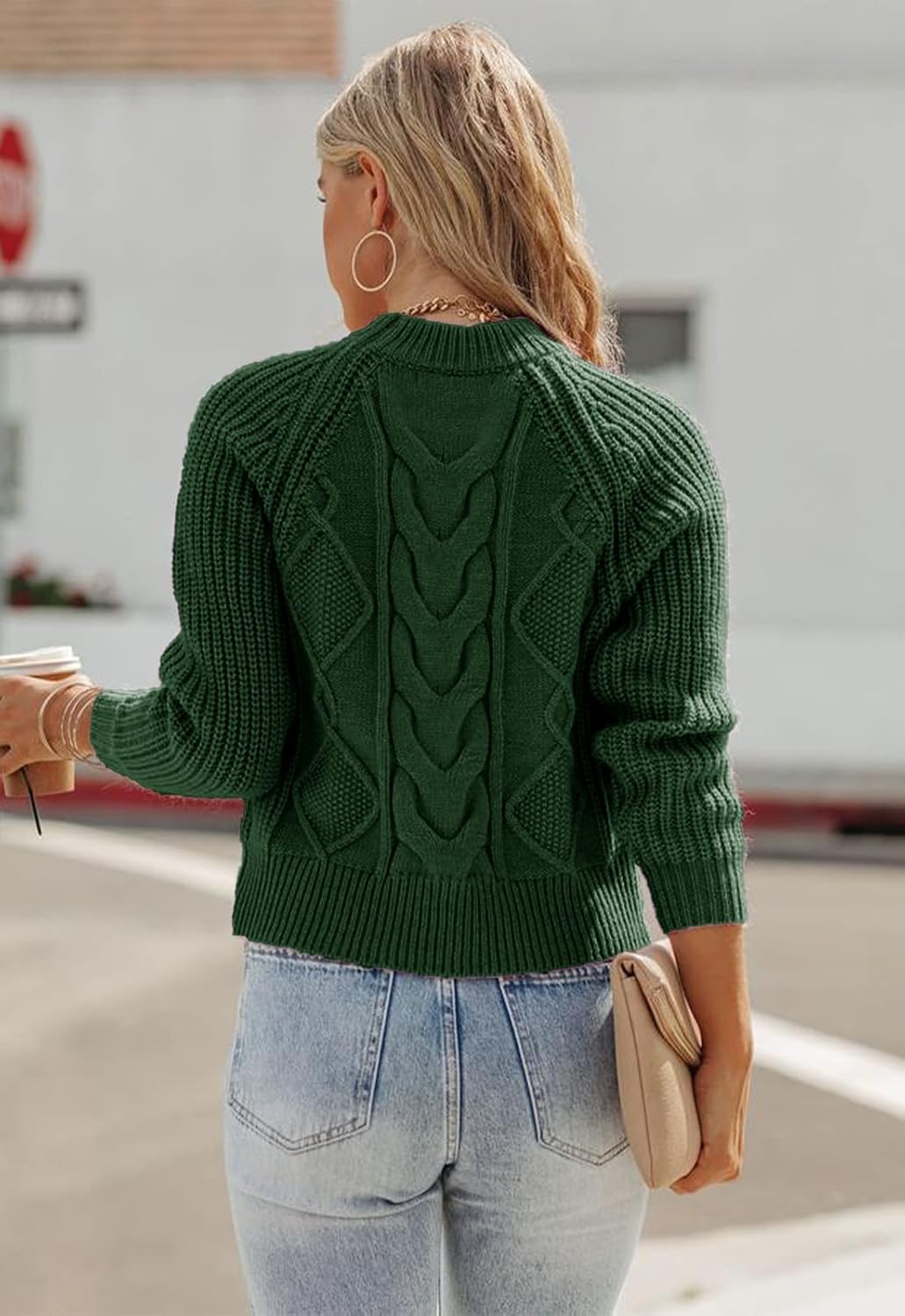 ANCAPELION Damen Kabel Pullover,Winter Casual Leicht Rundhals Langarm Einfarbig Elegant Gerippt Stri