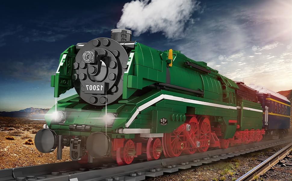 Mould King 12007 Technik BR18 201 German Express Dampflokomotive,Modellbausatz Fernbedienung elektri