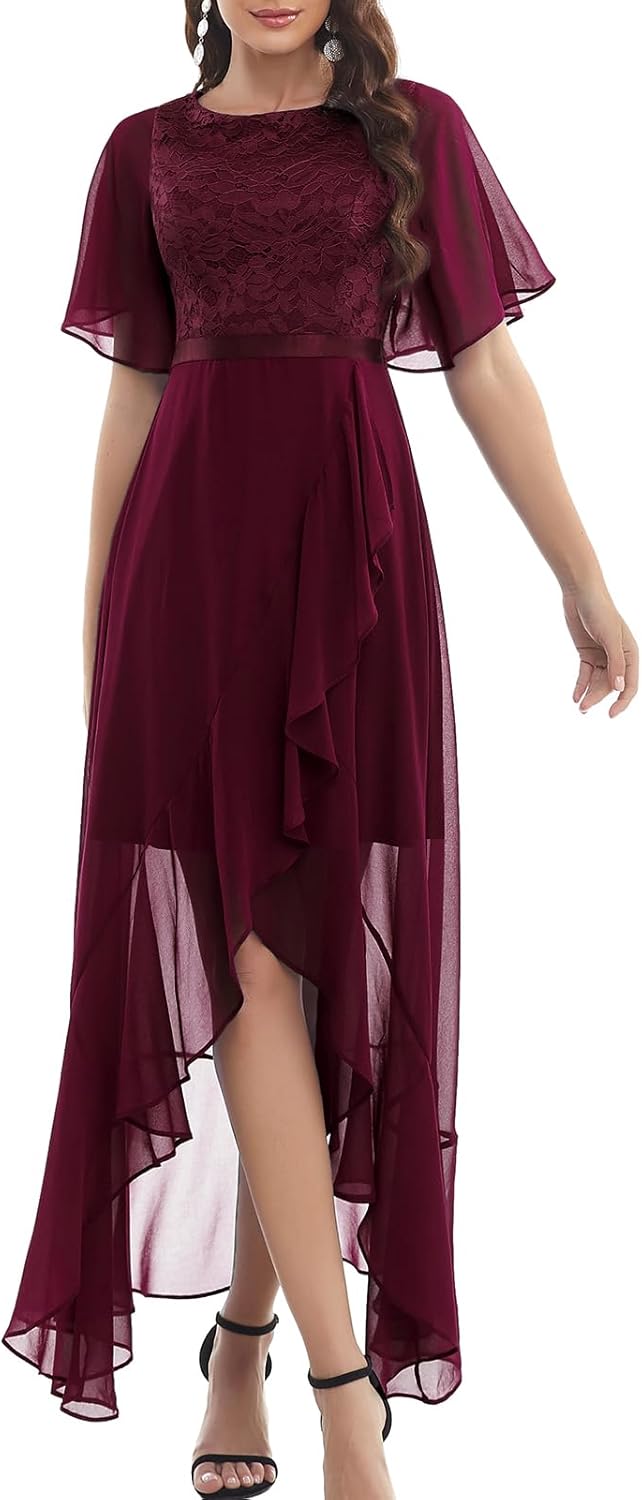 Gardenwed Damen Spitzen Abendkleid Elegant Cocktailkleid Ballkleid Brautjungfernkleider für Hochzeit