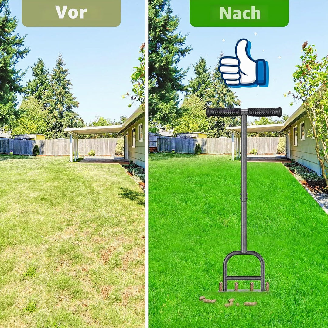 Rasenlüfter, Aerifizierer für Rasen Manuell - Rasenspecht mit Gummigriff Gartengeräten Rasenbelüfter