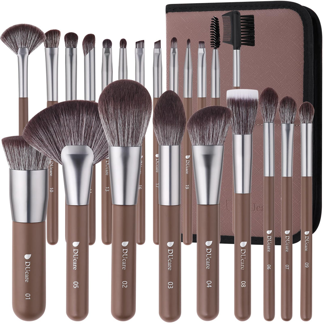 DUcare professionell pinselset makeup 22 Stück mit Luxus Kosmetiktasche, Premium Synthetik Make up P